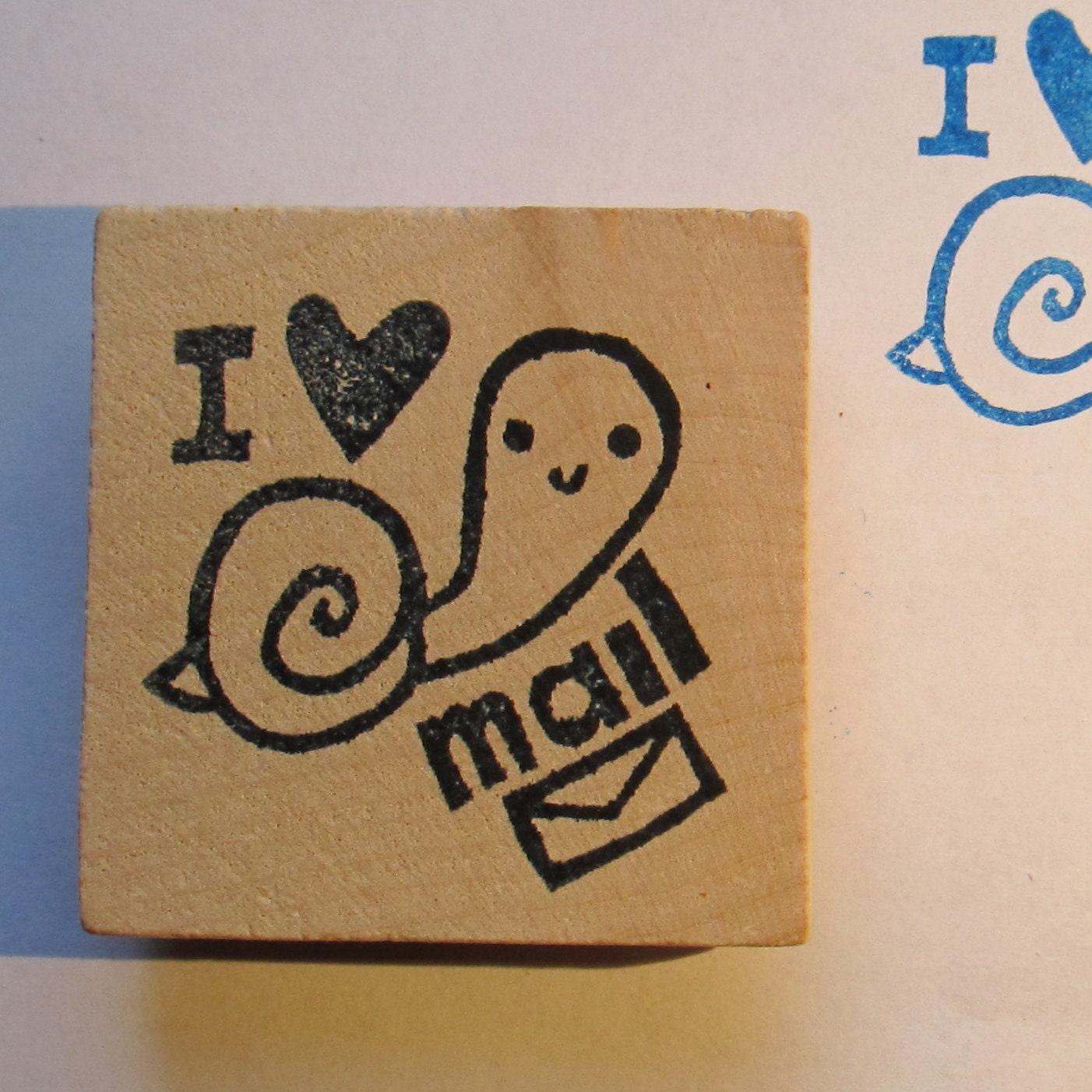 Snail Mail Love hand carved rubber stamp