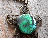 STEAMPUNK  Interchangeable Magnetic FLOWER Necklace - Butterflies and Dragonflies- 6 interchangeable toppers included