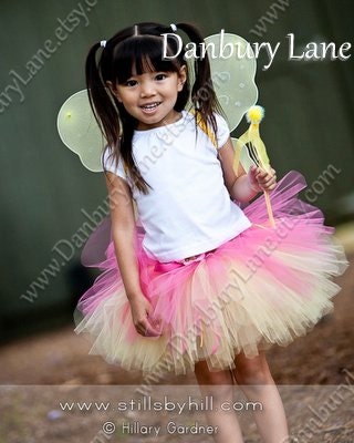 Yellow and hot pink Toddler Tutu only, Birthday girl skirt, sizes 2t, 3t, 4t, Fairy Princess Halloween Costume -YELLOW GARDEN BUTTERFLY