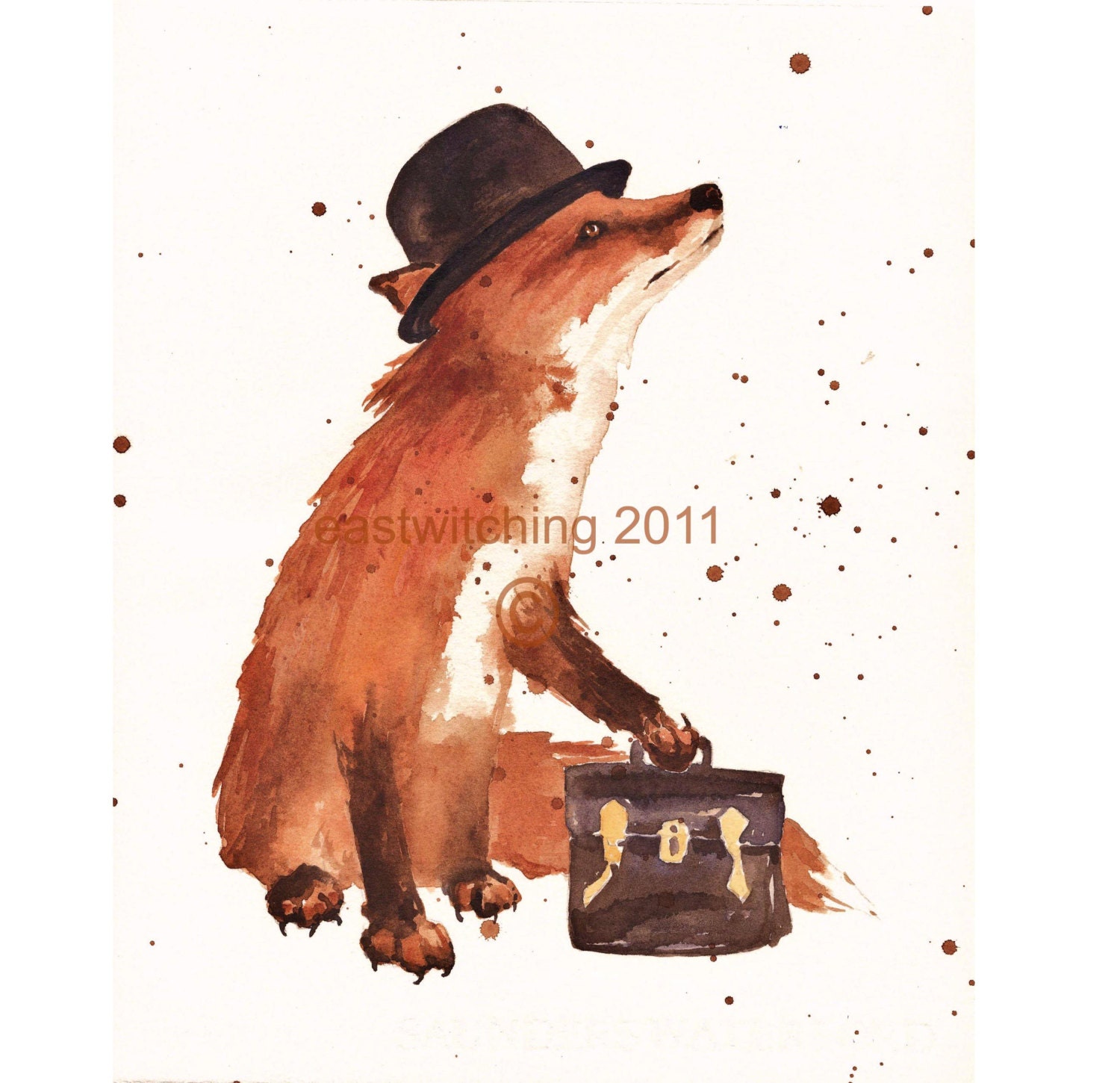 Fox art, FOX Art Print, fox, Wannabe Stockbroker Gift, British art, funny art, animal paintings