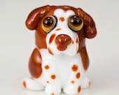 Brown White Springer Spaniel Dog Lampwork Glass Bead