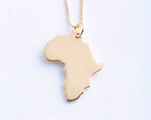 Large 14k Solid Gold Africa Pendant