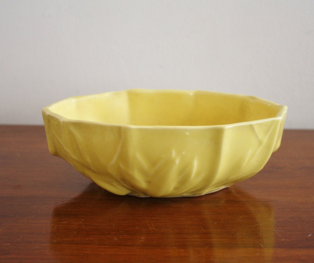 1940s Vintage McCoy yellow ceramic planter