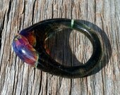 Glass Ring or Dread Bead with Amber Purple Cabochon Size 8 1/2