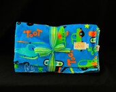 Boy Baby Blanket  Blue with Trucks, Cars, Helicopters and Bulldozers