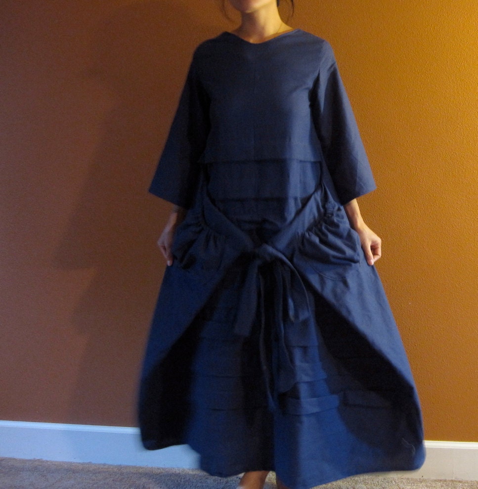 custom cotton Pleated flutter dress with sleeves