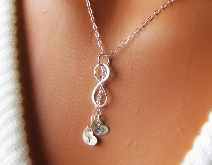 Personalized Infinity Necklace, Heart Charms With Initials, To Infinity And Beyond Sterling Silver Jewelry Boxed Gift