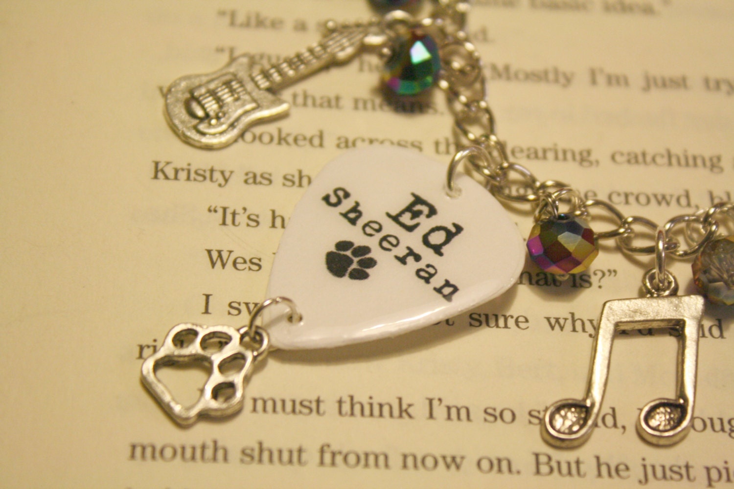 Ed Sheeran Pawprint Logo Guitar Pick Charm Bracelet