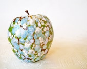 Green Apple Ornament, green apple, decoupage apple, apple ornament, green and blue