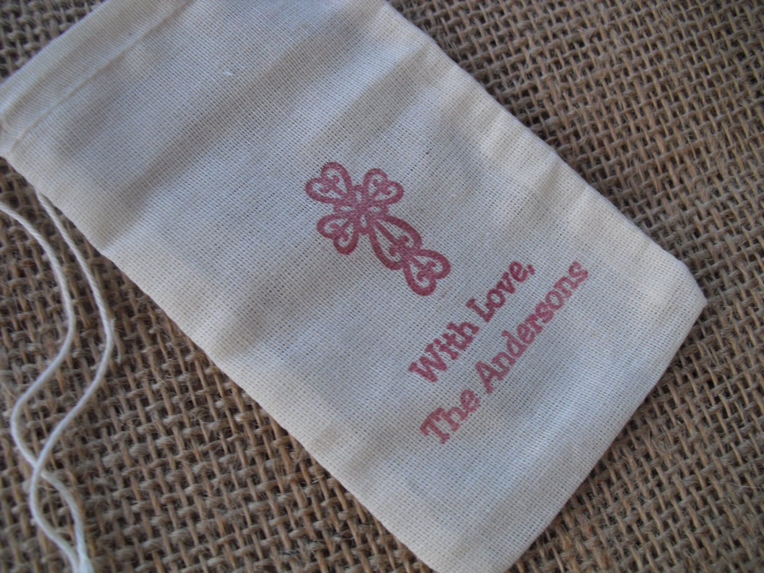 Personalized Cross Christian Christening Baptism First Communion Muslin Favor Bags 3x5 - Item 3M1194