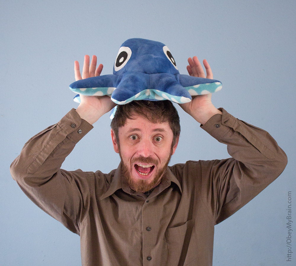 Fleece Octopod Hat - Blue Tie-Dye