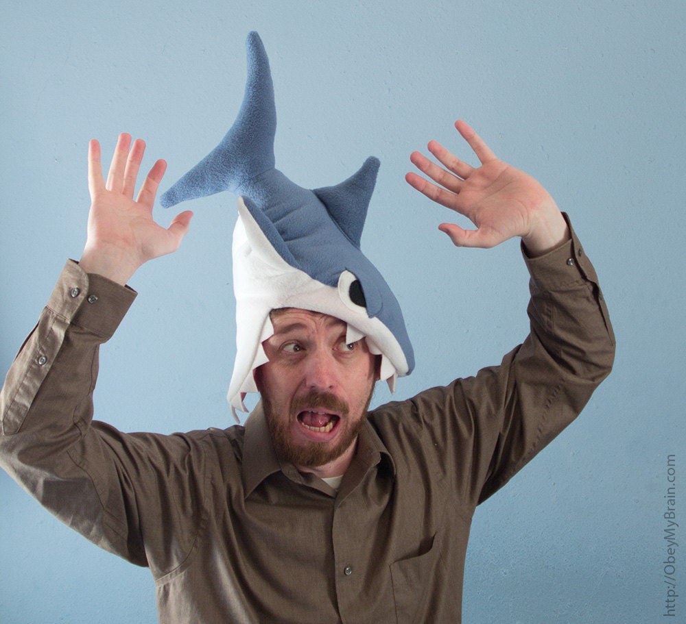 Fleece Shark Hat - Blue-Gray CHOMP CHOMP CHOMP