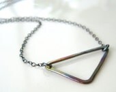 Hammered copper triangle necklace on a sterling silver chain, geometric shape, made to order