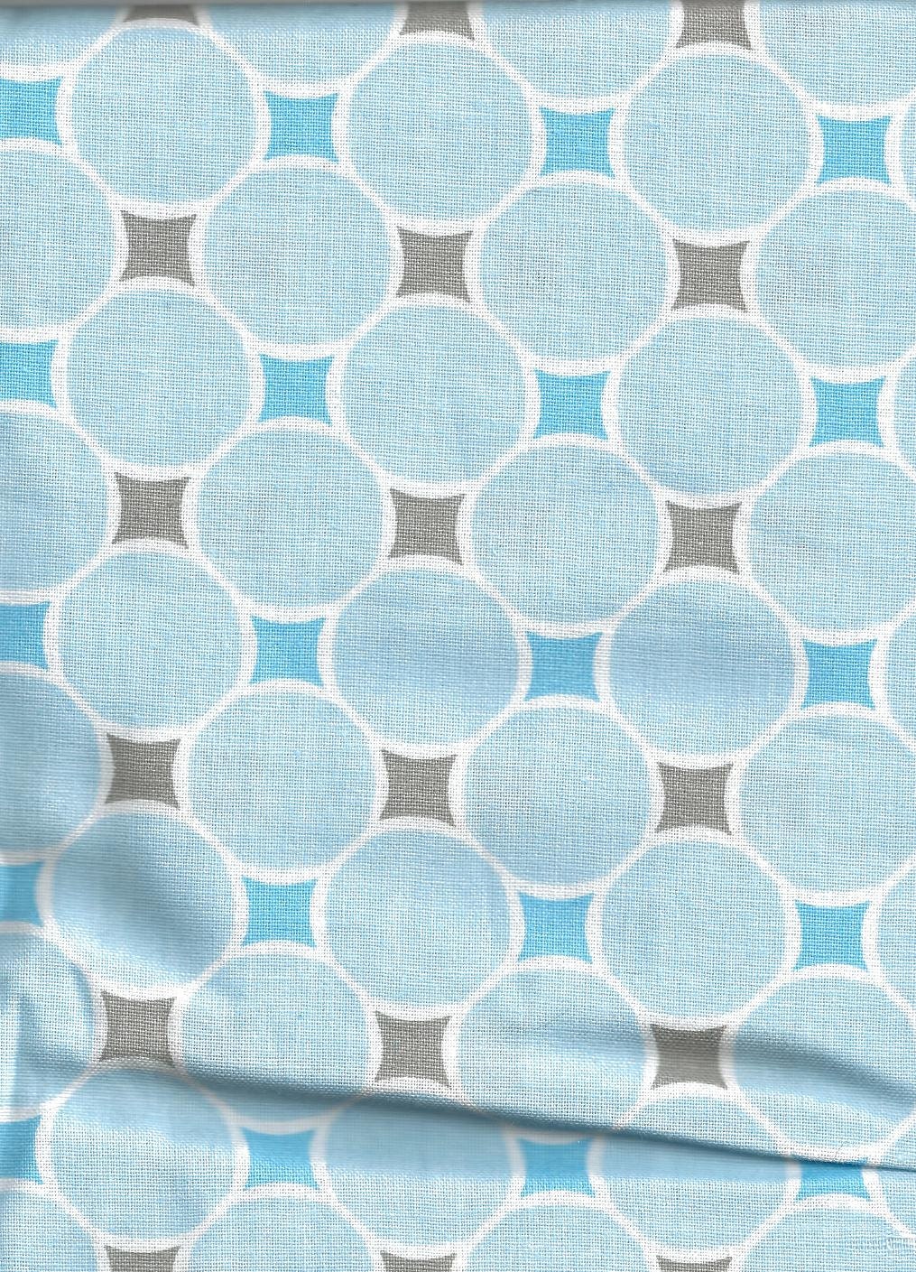 Baby Blue, Gray, and White Circles, Cotton Fabric, 1 yard, More Yardage Available