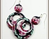 polymer clay Vintage Rose Hoop Earrings, handmade jewelry