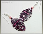 Polymer Clay Burgandy Millefiori Leaf Dangle Earrings
