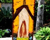 Tall Textured Church original painting 4x12