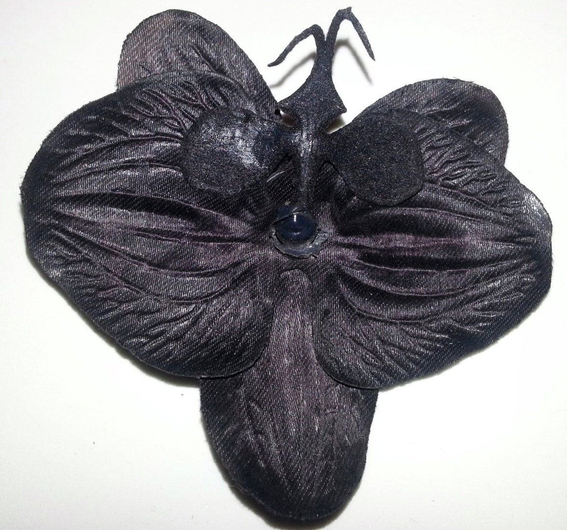 Black orchid, black clip, black barrettte, black, Retro, 1920s flapper girl, Hollywood glam, Wedding, goth, punk, valentines day, flower