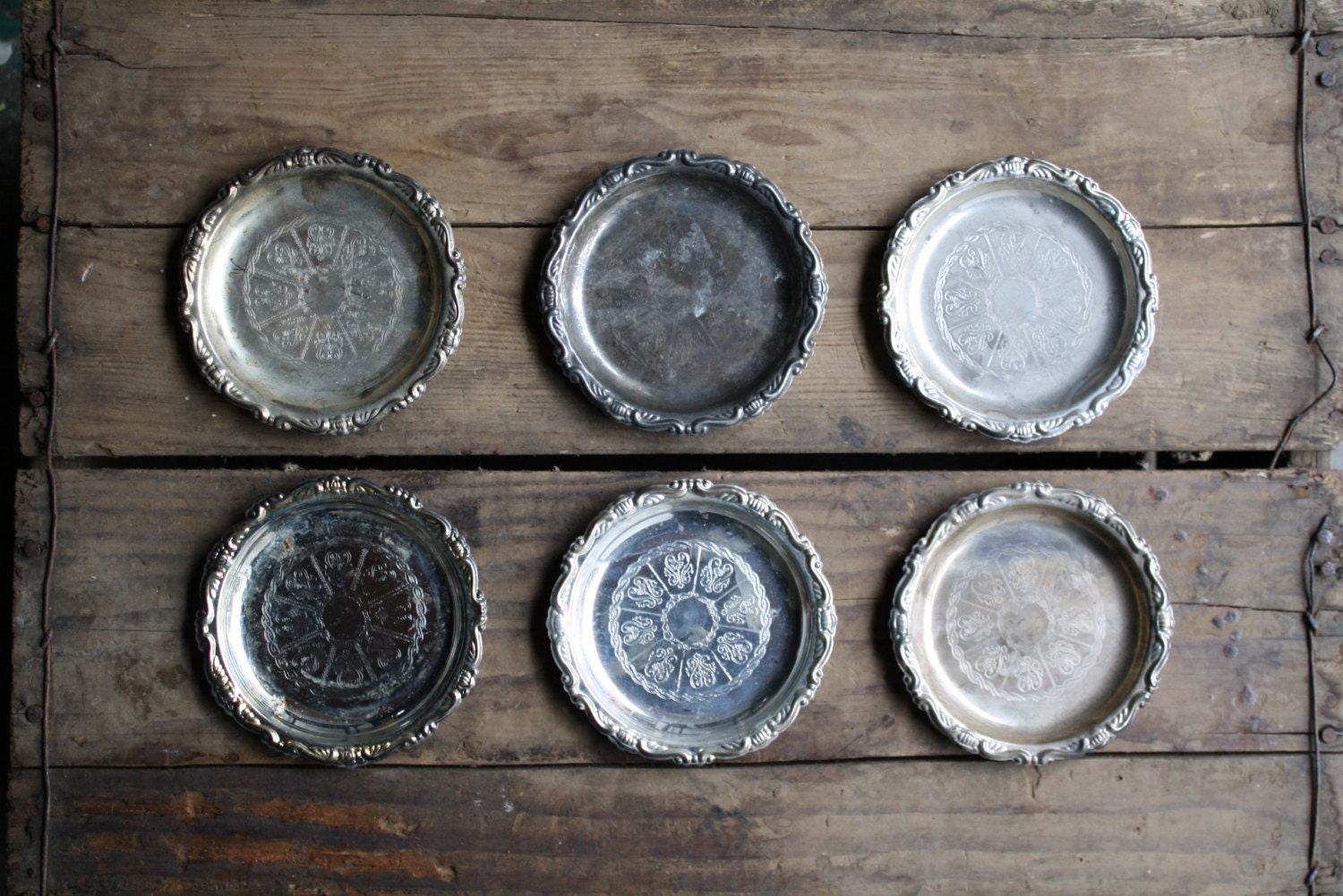 vintage silver coasters