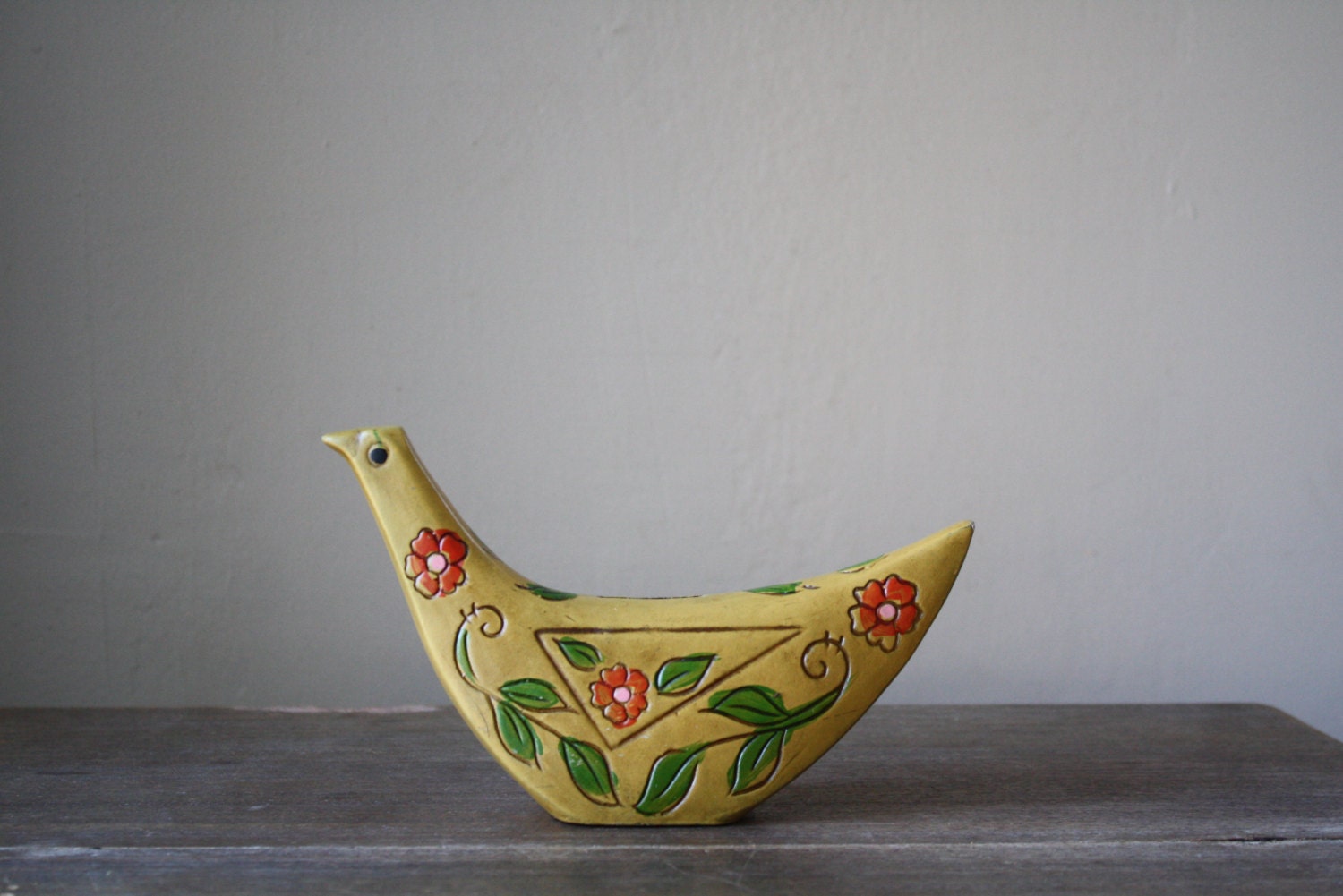 vintage wooden bird bank