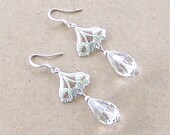 Art Nouveau Silver Earrings Swarovski Teardrop Crystal Beads
