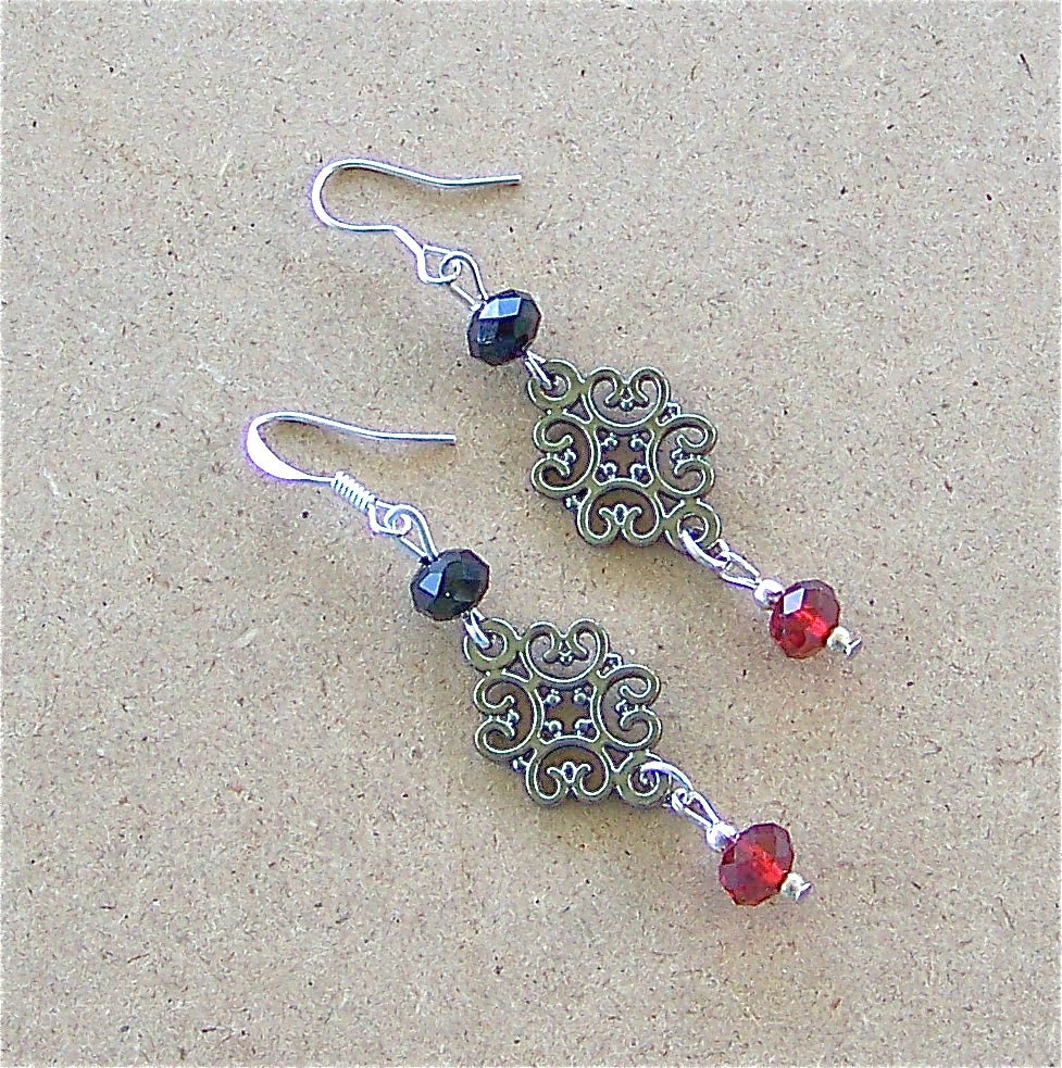 Victorian Filigree & Crystal Earrings