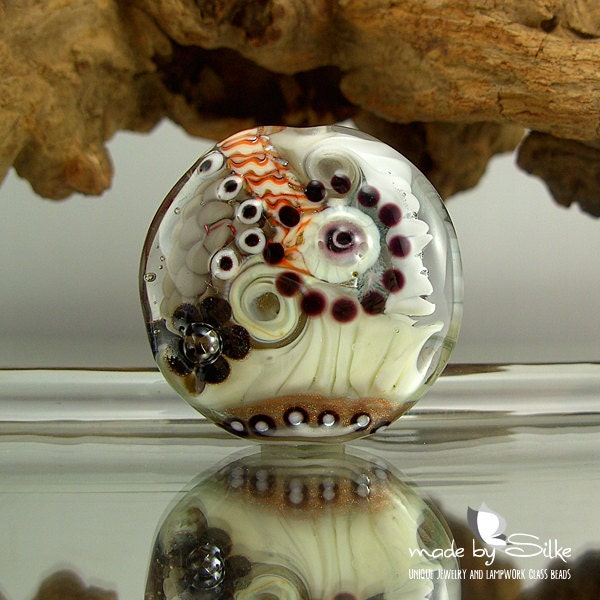 SALE -- 1 handmade lampwork bead focal -- SRA -- glass -- S o l o -- Calypsos Beads -- Silke Buechler