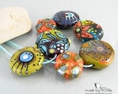 7 handmade lampwork beads -- O r p h a n s  -- SRA -- glass set -- made by Silke Buechler