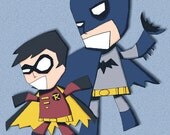 Batman and Robin Art Print Illustration Superhero