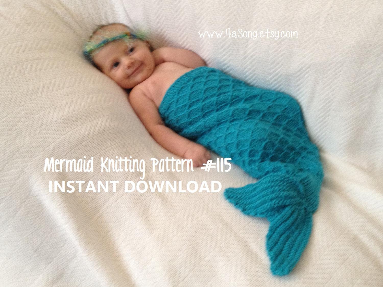 Mermaid Cocoon Knitting Pattern -- Charming Newborn Photo Prop -- PDF Number 115 -- INSTANT DOWNLOAD -- 16,000 patterns sold