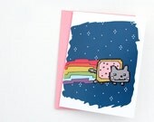CAT MEME Nyan Cat A2 Folded Card with Coordinating Envelope