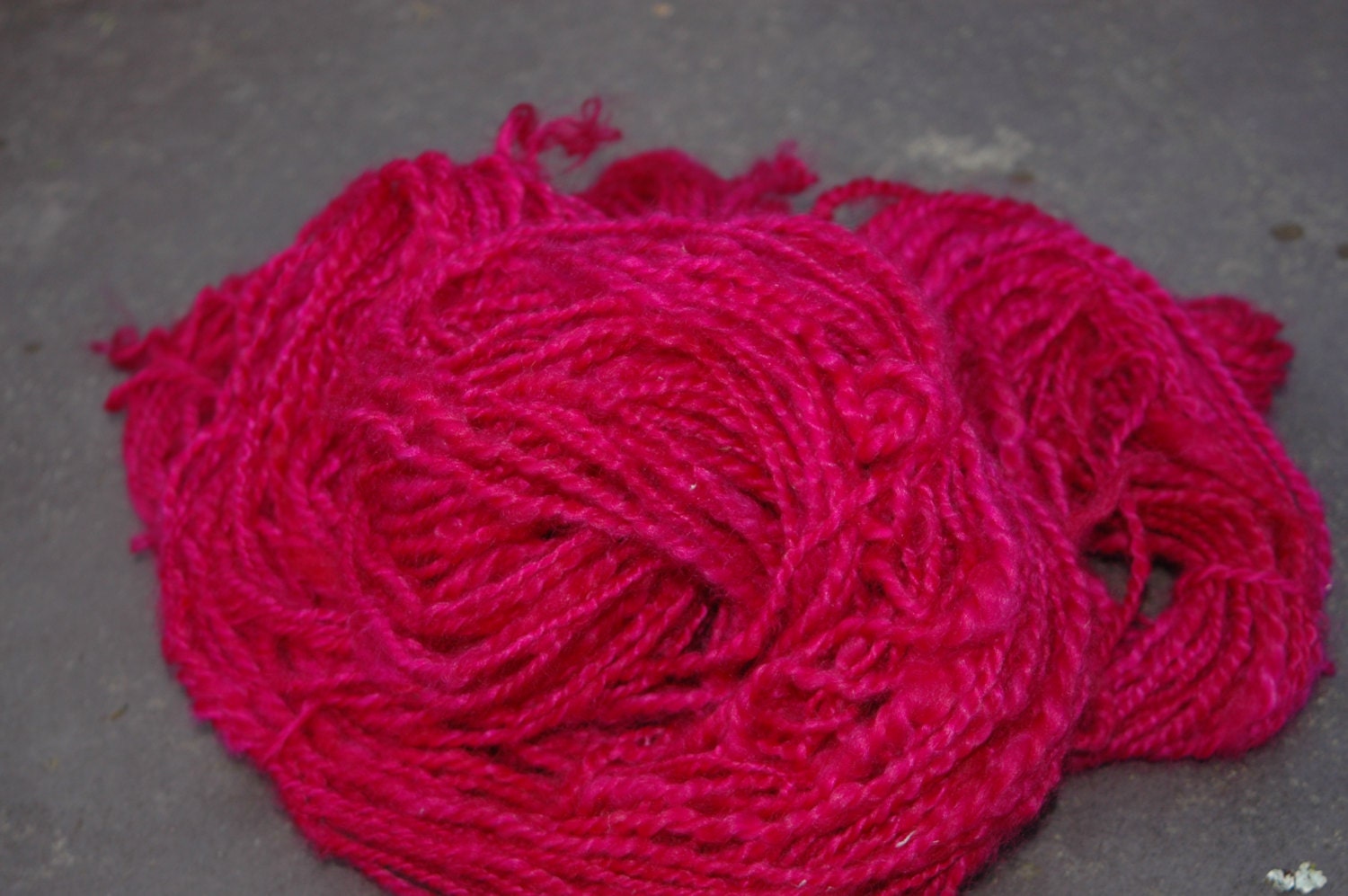Handspun Hand Dyed Wensleydale Yarn  Red Purple 105gms