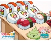 Kawaii Sushi Platter - Medium Vinyl Sticker