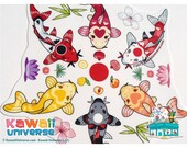 Kawaii Koi Lotus Mandala  - Medium Vinyl Sticker