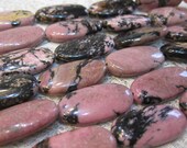 Rosey Rhodonite Oval Gemstone Beads 15mm x 30mm
