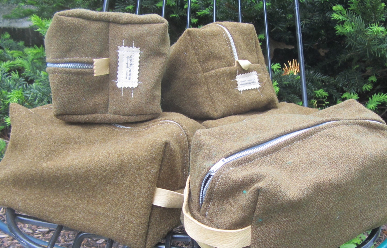 Vintage army blanket Dopp shave travel cosmetic kit