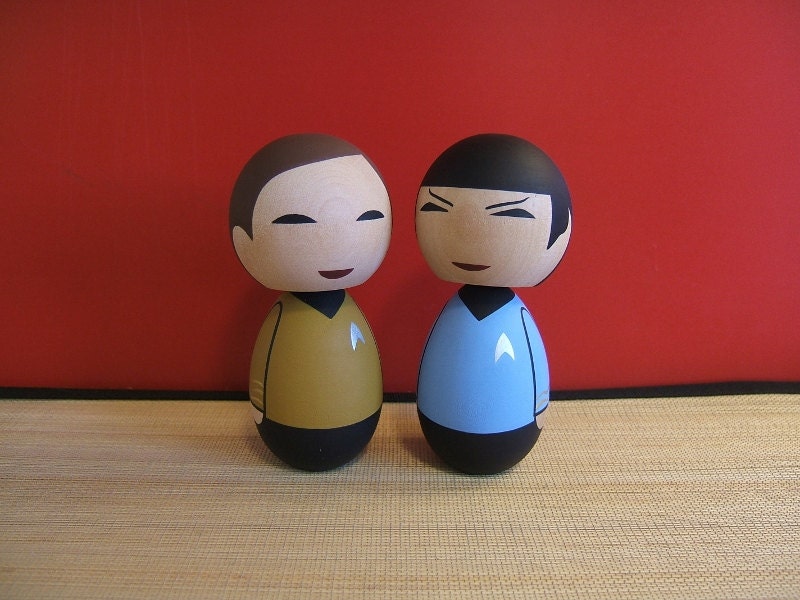 Kokeshi doll. Star Trek inspired Mr. Spock custom