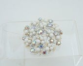 Vintage ART Brooch, Rhinestone Enamel