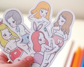 Cute Butt Club Girls - 5 cute sticker pack by Mel Stringer