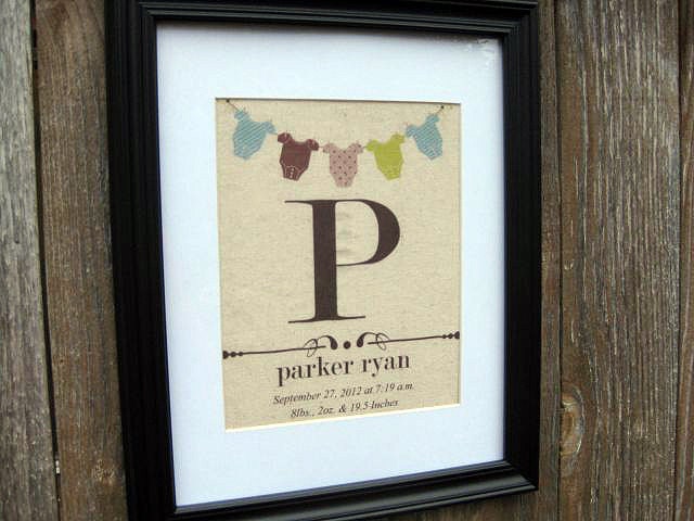 Personalized Baby Announcement Wall Sign, Birth Stats, Fabric Art