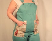 Large Short Overalls in Vintage Fabric