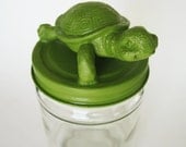 Repurposed Turtle Jar, Decorative Storage, Turtle Doo-Dad Jar