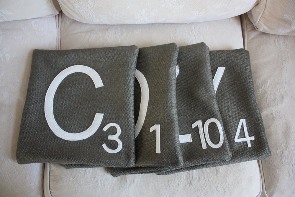 Grey Letter Pillows - Limited Edition Fabric