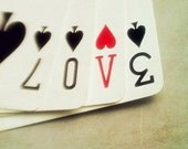 Still life photography, playing cards, relationship print, hearts, love - 8x8 photograph