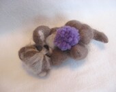 Needle Felted Kitten and Pom Pom Yarn Ball