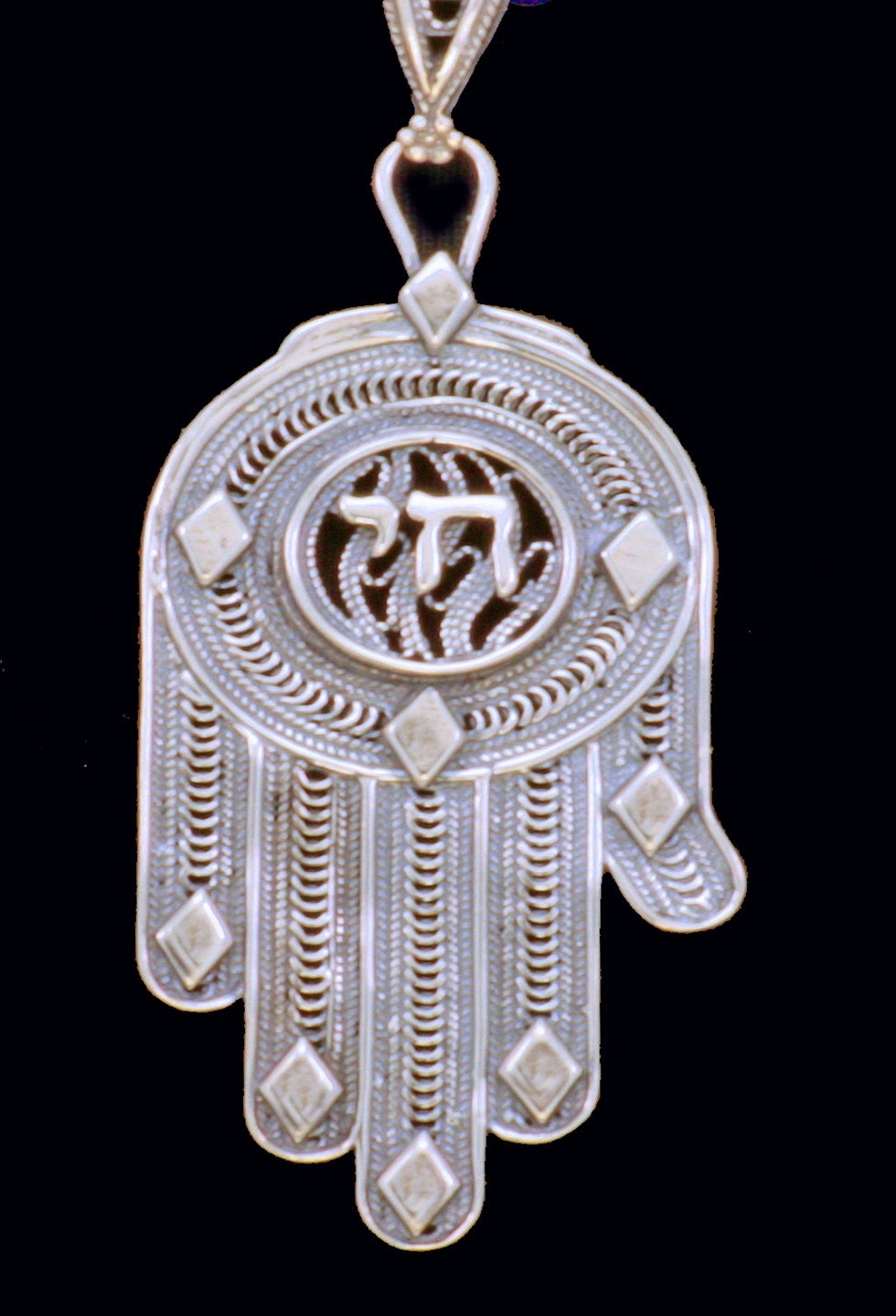 Yemenite Sterling Hamsa & Amethysts