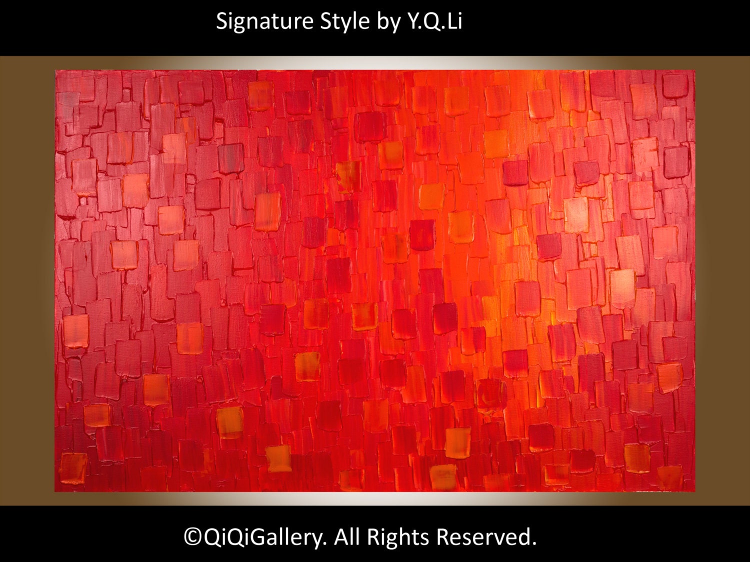 Original Red Abstract Large Painting Heavy Texture Palette Knife Impasto Wall Decor "Red Energy" by QIQIGALLERY