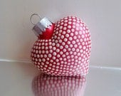 Red Heart Ornament: One Hand painted Puffy Glass Heart Ornament