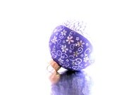 Ornament Purple with White leaves and Flowers: Hand painted Christmas Ornament