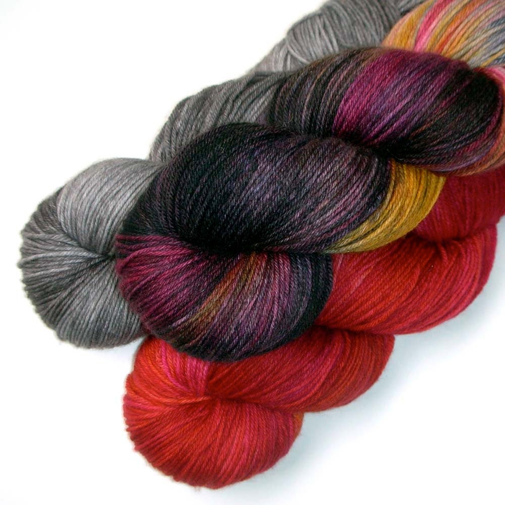 MCN 430 Fingering Yarn Set FREE SHIP - Campfire Triplet 3 skeins